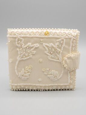 Vintage BonSoir Beaded Satin Folding Wallet Made in Japan Excellent Condition